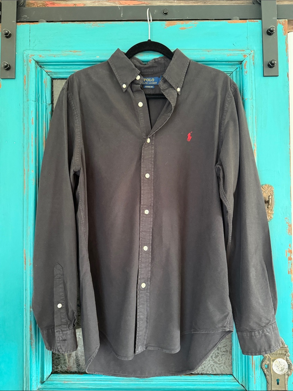 Polo by Ralph Lauren Black Button-Down Shirt with Red Pony